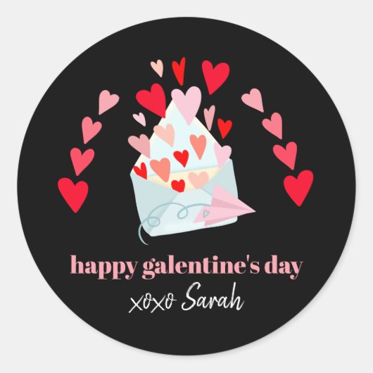 Hearts Happy Galentine's Day Ronde Sticker (Voorkant)