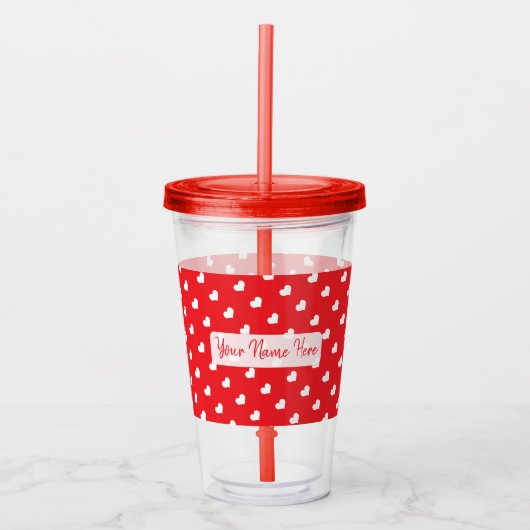 Hearts Happy Valentine’s Day Modern Love Pattern Acryl Drinkbeker (Voorkant)