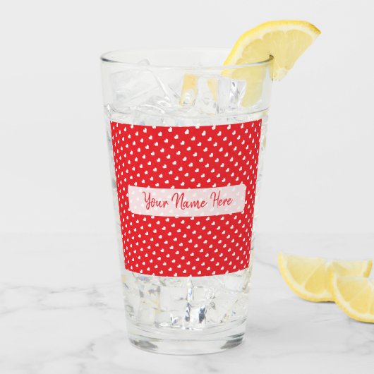 Hearts Happy Valentine’s Day Modern Love Pattern Glas (Achterkant ijs)