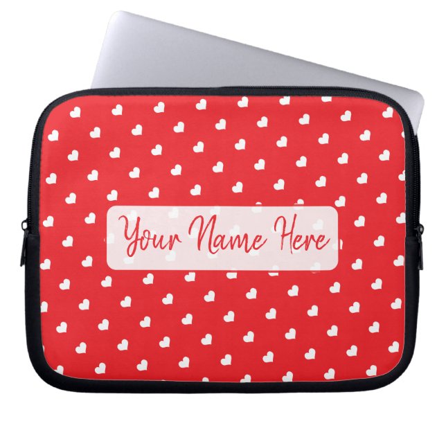 Hearts Happy Valentine’s Day Modern Love Pattern Laptop Sleeve (Voorkant)
