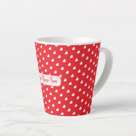 Hearts Happy Valentine’s Day Modern Love Pattern Latte Mok (Rechterhoek)