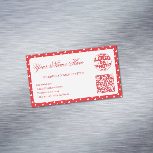 Hearts Happy Valentine’s Day Modern Love Pattern Magnetisch Visitekaartje (Voorbeeld)