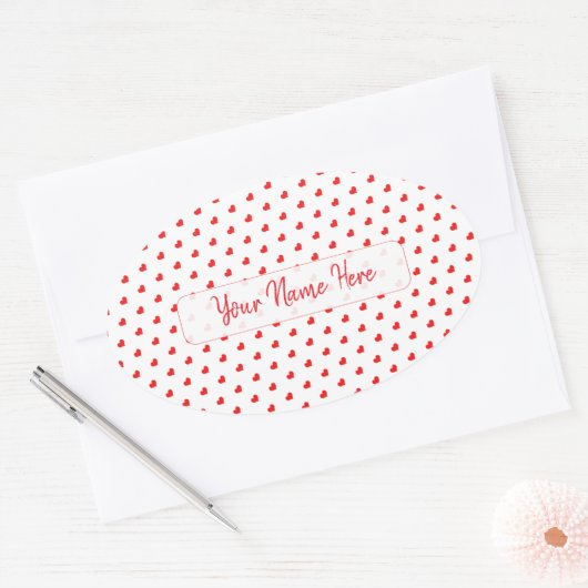 Hearts Happy Valentine’s Day Modern Love Pattern Ovale Sticker (Envelop)