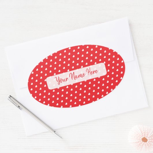 Hearts Happy Valentine’s Day Modern Love Pattern Ovale Sticker (Envelop)