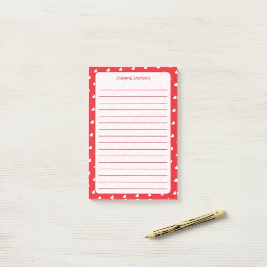 Hearts Happy Valentine’s Day Modern Love Pattern Post-it® Notes (Op bureau)