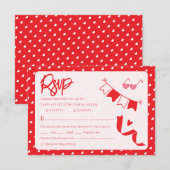 Hearts Happy Valentine’s Day Modern Love Pattern RSVP Kaartje (Voorkant / Achterkant)