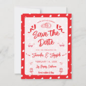 Hearts Happy Valentine’s Day Modern Love Pattern Save The Date (Voorkant)