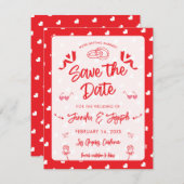 Hearts Happy Valentine’s Day Modern Love Pattern Save The Date (Voorkant / Achterkant)