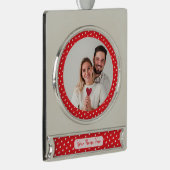 Hearts Happy Valentine’s Day Modern Love Pattern Verzilverd Banner Ornament (Rechts)