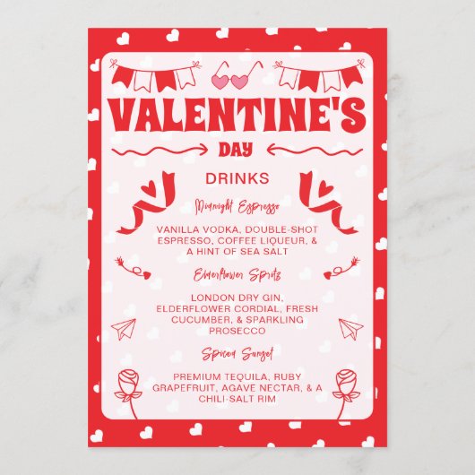 Hearts Happy Valentine's Day Modern Love Pattern Menu (Achterkant)