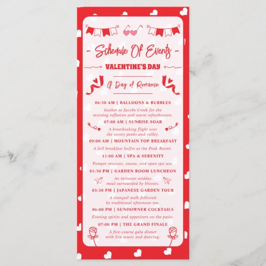 Hearts Happy Valentine's Day Modern Love Pattern Programmakaart (Voorkant)