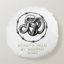 Hearts Held door Barbed Wire Pillow Rond Kussen