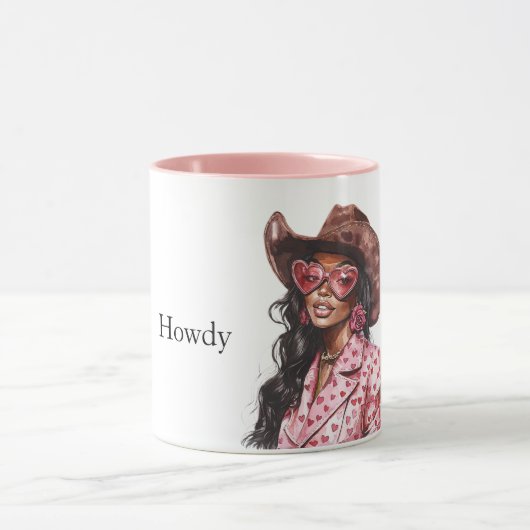 Hearts Howdy Black Lady Cowgirl Mok (Midden)