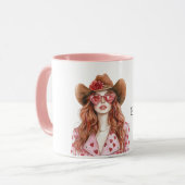 Hearts Howdy Red Hair Cowgirl Mok (Voorkant links)