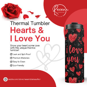 Hearts & I Love You Thermal Tumbler Thermosbeker