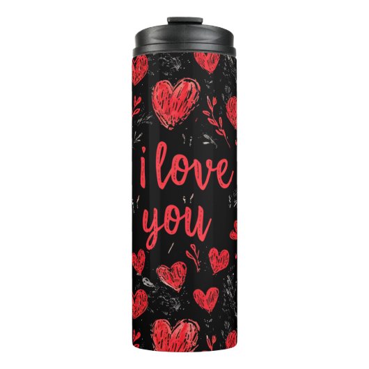Hearts & I Love You Thermal Tumbler Thermosbeker (Voorkant)