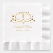 Hearts in Bloom, aangepaste naam en datum bruiloft Folie Servetten (Voorkant)