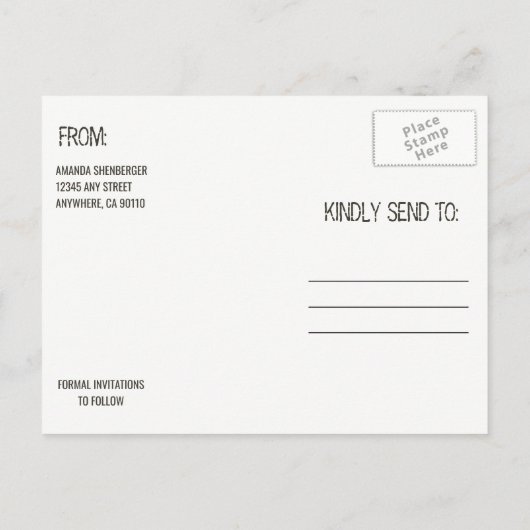 Hearts in the Sand Beach Shore Save The Date Cards Aankondigingskaart (Achterkant)