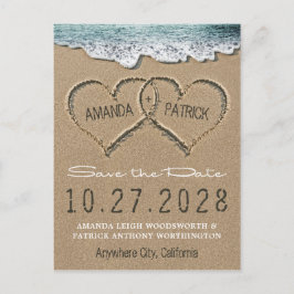 Hearts in the Sand Beach Shore Save The Date Cards Aankondigingskaart