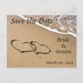 Hearts In The Sand - Save The Date Briefkaarten (Voorkant)