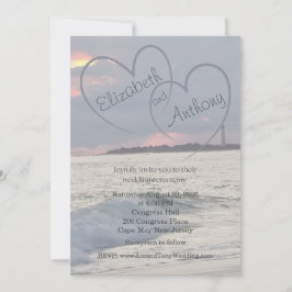 Hearts in the Sky Beach Wedding Invitation Kaart