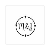 Hearts Initiaal Bruiloft Logo Design Stamp Rubberstempel (Afrduk)
