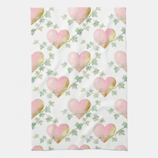 Hearts Intertwined with Ivy Theedoek (Verticaal)