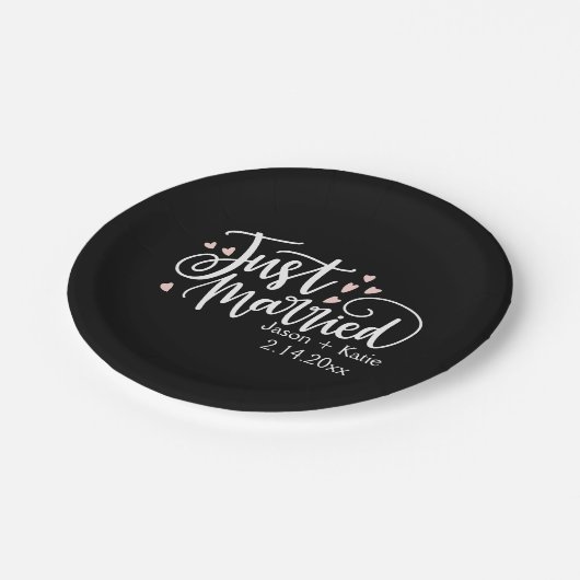 HEARTS is net getrouwd met scriptnamen trouwdag Papieren Bordje (Gekanteld)