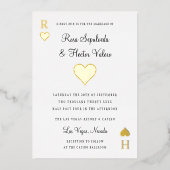 Hearts Kaart Weddenschap Gold Foil Uitnodiging (Voorkant)
