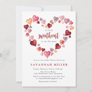 Hearts krans Little Sweetheart Baby shower Kaart