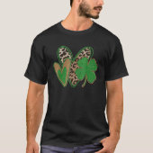 Hearts Leopard Irish Shamrock Happy St Patricks Da T-shirt (Voorkant)