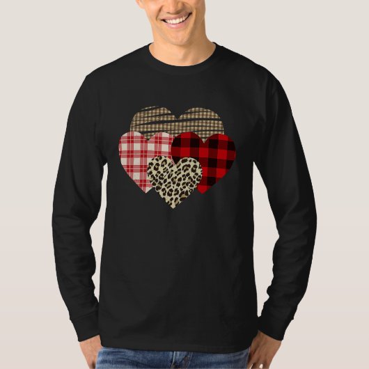 Hearts Leopard Plaid Buffalo Heart Love Valentine' T-shirt (Voorkant)