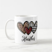 Hearts Leopard Play Valentijnsdag Gepersonaliseerd Koffiemok (Links)