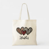 Hearts Leopard Play Valentijnsdag Gepersonaliseerd Tote Bag (Achterkant)