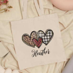 Hearts Leopard Play Valentijnsdag Gepersonaliseerd Tote Bag