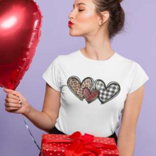 Hearts Leopard Pset Valentijnsdag love T-shirt