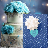 Hearts - Light Blue on Dark Blue Background Inpakpapier Vel