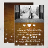 Hearts & Lights Rustic Wedding Save the Date Kaart (Voorkant / Achterkant)