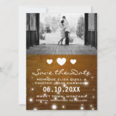 Hearts & Lights Rustic Wedding Save the Date Kaart (Voorkant)