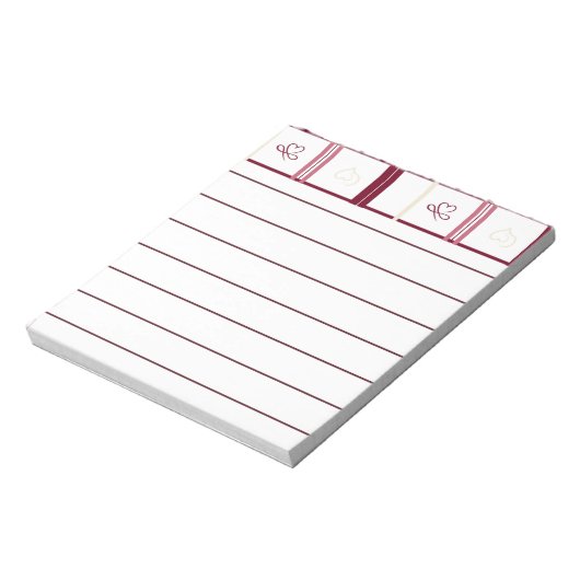 Hearts Lined Notepad – Whimsical Burgundy Design Notitieblok (Linkerzijde)