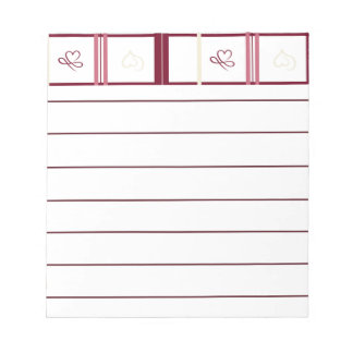 Hearts Lined Notepad – Whimsical Burgundy Design Notitieblok