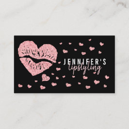 Hearts Lips Rose Gold Glitter Gloss Lipstick Merk Visitekaartje
