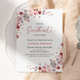 Hearts Little Sweetheart Girl Baby shower Kaart