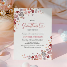 Hearts Little Sweetheart Girl Baby shower Kaart