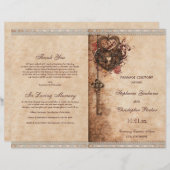 Hearts Lock and Key Wedding Ceremony Program (Voorkant / Achterkant)