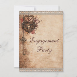  Hearts Lock en Key Engagement Party Kaart