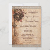 Hearts Lock en Key Engagement Party Kaart (Achterkant)