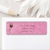  Hearts Lock en Key Pink gepersonaliseerd Etiket (Insitu)