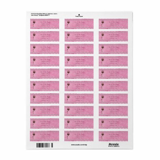 Hearts Lock en Key Pink gepersonaliseerd Etiket (Full Sheet)