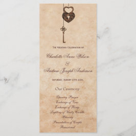 Hearts Lock en Key Wedding-programma Programmakaart